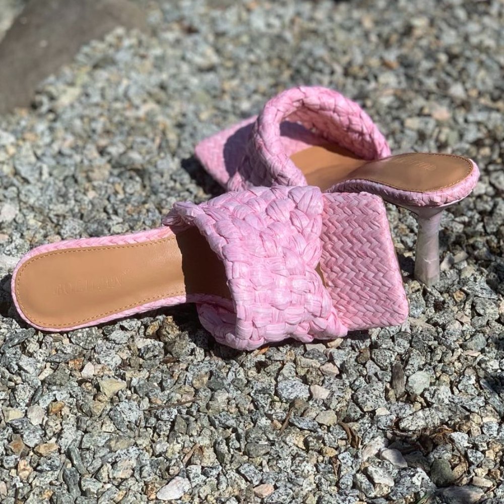 Natural Raffia Weave Mule Sandal